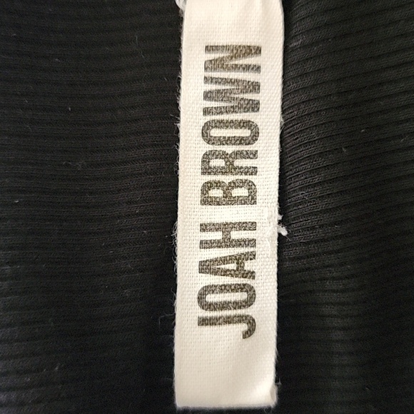 Joah Brown Half Zip Ribbed Mock Neck Shirt in Black M/L - Picture 5 of 6